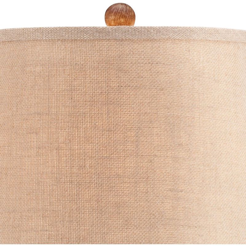 360 Lighting Modern Coastal Table Lamp 27" Tall Clear Glass Rope Net Burlap Fabric Drum Shade for Bedroom Living Room House Bedside Nightstand Office, 3 of 9