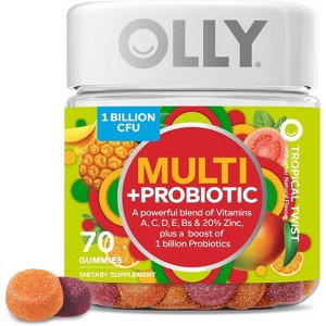 OLLY Multi + Probiotic Adult Multivitamin Gummy, Tropical Twist - 70ct - 1 of 4