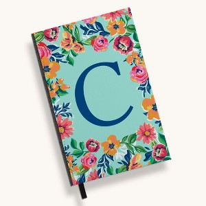 Personalization Mall Flowery Initial Journal, Blue Aqua - 1 of 4