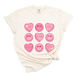 S.W.Smiley Sweethearts Chart Distressed - Women's Garment Dyed Graphic T-Shirt - 1 of 4