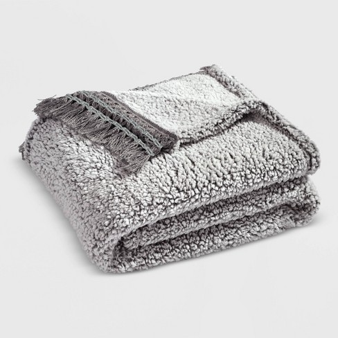 Gray throw 2025 blanket with tassels