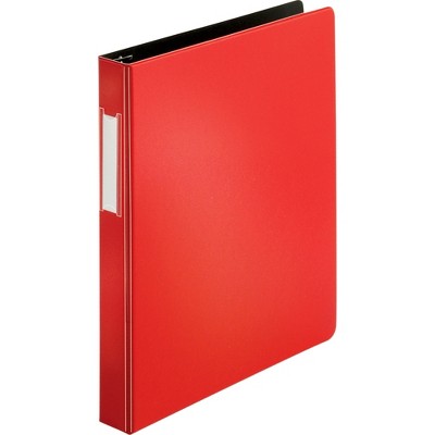 Business Source D-Ring Binder w/Label Holder Hvy-Dty 1" Red 33108