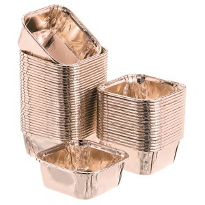 Unique Bargains Greaseproof Party Single-sided Aluminum Foil Cupcake Liners 50 Pcs - 1 of 4