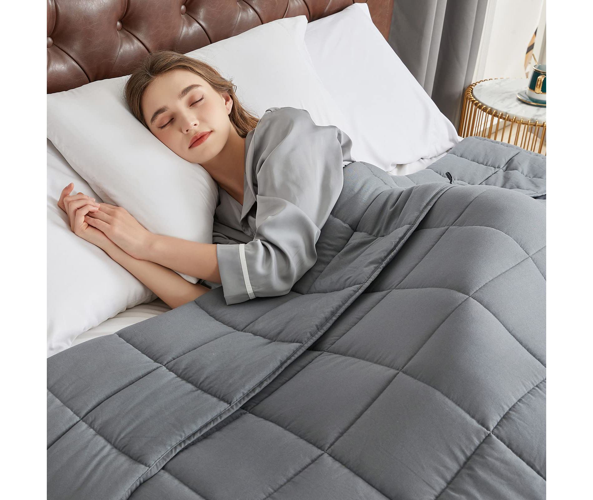 Inhand Weighted Blanket (48"x72") - Cooling Heavy Blanket with Glass Beads - All-Season Breathable Soft Comfort Microfiber Blanket