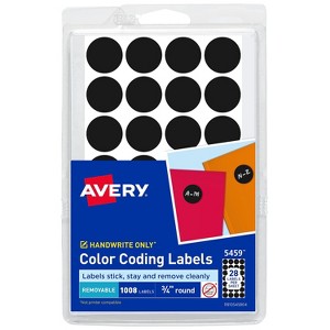 Avery Hand Written Color Coding Labels 3/4" Dia. Black 28/Sheet ET5459 - 1 of 4