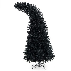 Tangkula 7FT Pre-lit Exotic Halloween Tree, Artificial Black Hinged Tree w/400 LED Lights & 8 Lighting Modes, Seasonal Holiday Tree for Christmas - 1 of 4