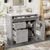 Wooakway 36"L Blue Modern Bathroom Vanity with Top Sink 2 Drawers Tip Out Storage - 4 of 4