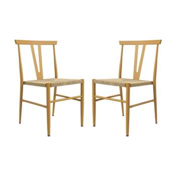 Mercurius Dining Chair with Woven Rattan-open Back and Seat, Set of 2 | KARAT HOME-NATURAL