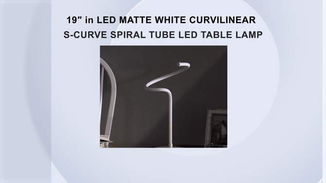 18&#34; Modern Metal Spiral Table Lamp (Includes LED Light Bulb) White - Ore International, 2 of 9, play video