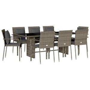 vidaXL 7 Piece Patio Dining Set with Cushions - Gray - 1 of 4