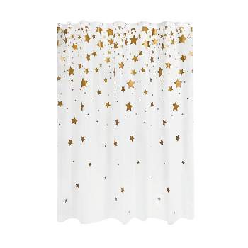 iDESIGN 72"x72" Falling Stars PEVA Bathroom Shower Curtain White/Gold
