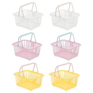 Unique Bargains Plastic Grocery Shopping Toy Organizing Mini Decorative Baskets 6.3" x 3.5" x 5.1" 6 Pcs - 1 of 4