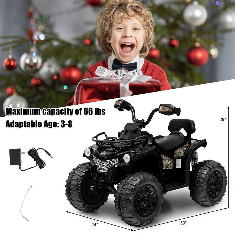 Costway 12V Kids Ride On ATV Electric 4-Wheeler Quad 2 Speeds with Mp3 & Headlights, 4 of 9