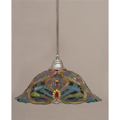 Toltec Lighting Any 1 - Light Pendant in  Chrome with 19" Kaleidoscope Art Glass Shade