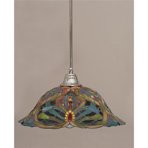 Toltec Lighting Any 1 - Light Pendant in  Chrome with 19" Kaleidoscope Art Glass Shade - 1 of 1