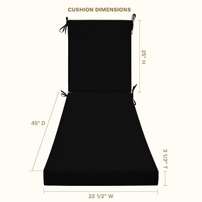 Sunbrella Canvas Black Outdoor Chaise Lounge Cushion