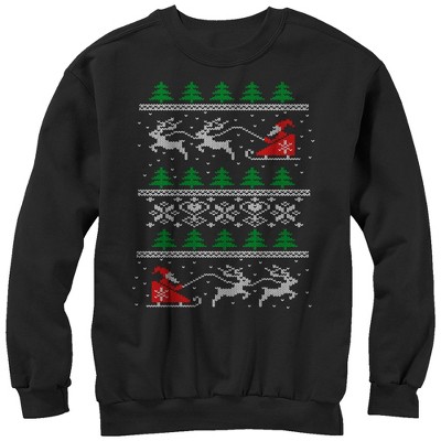 Women's Lost Gods Ugly Christmas Santa's Sled Sweatshirt - Black ...