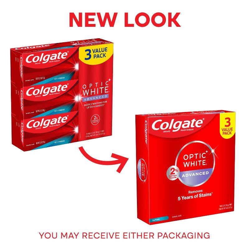 Colgate Optic White Advanced Whitening Toothpaste - Icy Fresh - 3.2oz, 4 of 11