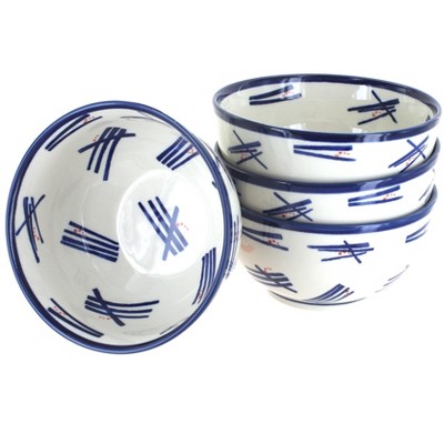 Blue Rose Polish Pottery 971-4 Zaklady 4 Piece Dessert Bowl Set