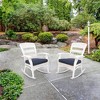 Northlight 42" White Resin Wicker Rocker Chair with Blue Cushion - 2 of 3