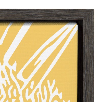 Yellow Floral Canvas Wall Art with Black Frame, 18" x 24"