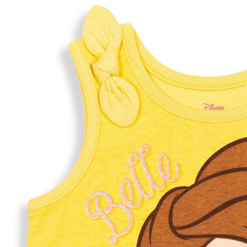 Disney Princess Princess Moana Rapunzel Jasmine Belle Baby Girls Tank Top and French Terry Shorts Infant, 5 of 8
