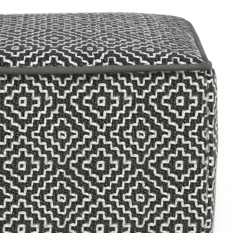 Laurene Square Woven PET Polyester Pouf Gray/White - WyndenHall, 4 of 8