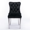 Akoasm Set of 2 Modern Tufted Solid Wood Velvet Upholstered Dining Chair with Chrome Stainless Steel Plating Legs-Black - 4 of 4