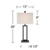 360 Lighting Aston Modern Industrial Table Lamps 26" High Set of 2 Rich Black Openwork Metal Off White Fabric Shade for Bedroom Living Room Bedside - 4 of 4