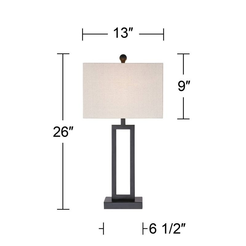 360 Lighting Aston Modern Industrial Table Lamps 26" High Set of 2 Rich Black Openwork Metal Off White Fabric Shade for Bedroom Living Room Bedside, 4 of 8