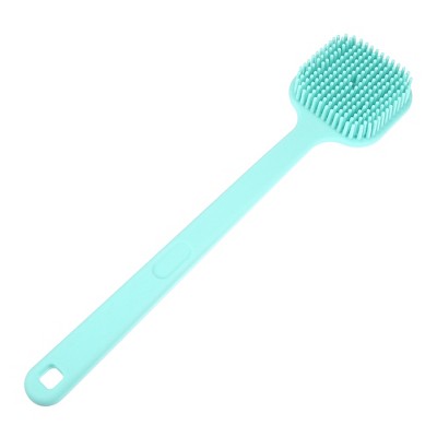 Unique Bargains Back Scrubber for Shower Bath Brush with Bristles and  Loofah Shower with Long Handle for Skin Exfoliating Blue White 2pcs