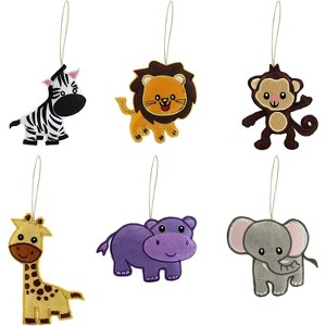 Darware Plush Animal Christmas Tree Ornaments 6pc Set; Holiday Craft Baby Shower Decoration - 1 of 4