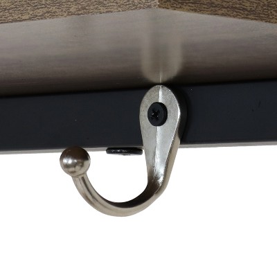 Industrial-Style Hall Tree Bench with Coat/Shoe Rack - Light Brown