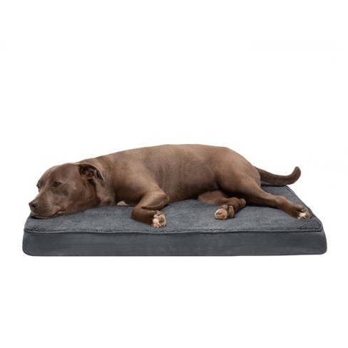 Furhaven Terry & Suede Deluxe Cooling Gel Top Dog Bed - Large, Gray ...