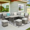 Heynemo 7 PiecePatio Furniture Set with Dining Table and Chair, All Weather Wicker Conversation Set with Ottoman - 2 of 4
