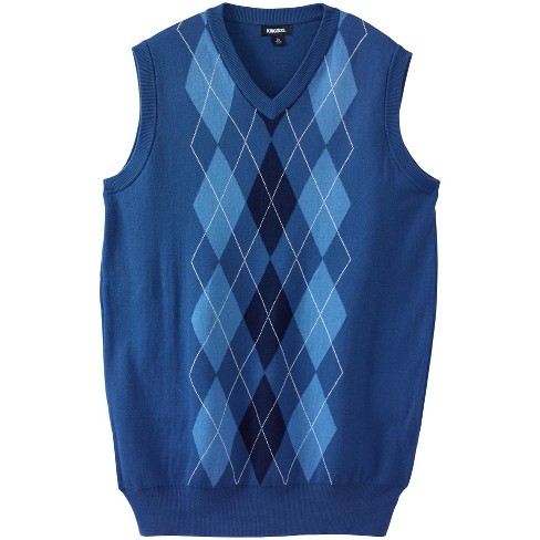 KingSize Men's Big & Tall V-Neck Argyle Sweater Vest - Big - 8XL, Blue  Argyle