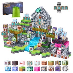 VEVOR Magnetic Blocks, 100 PCS Cemetery Zombies Set, Magnetic Building Cubes for Kids,STEM Montessori Sensory Toys for Christmas Birthday Gift, Gray - 1 of 4