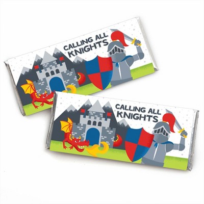 Big Dot of Happiness Calling All Knights and Dragons - Candy Bar Wrapper Medieval Party or Birthday Party Favors - Set of 24