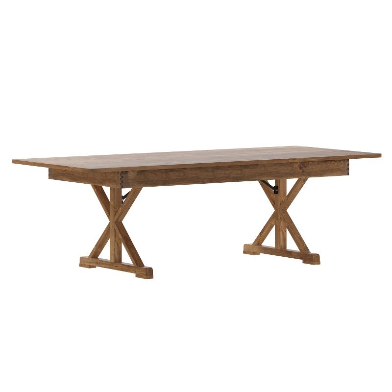 Emma and Oliver 8' x 40" Rectangular Solid Pine Folding Farm Table with Crisscross Legs, 1 of 11