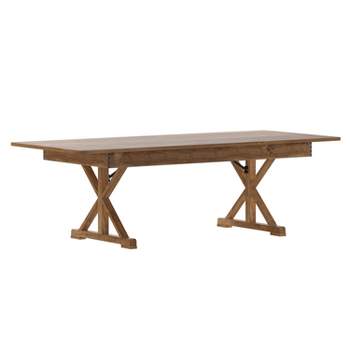 Emma and Oliver 8' x 40" Rectangular Solid Pine Folding Farm Table with Crisscross Legs