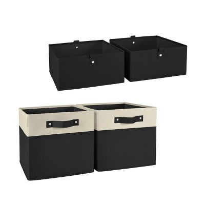 Black Fabric Collapsible Kids Storage Cube Set