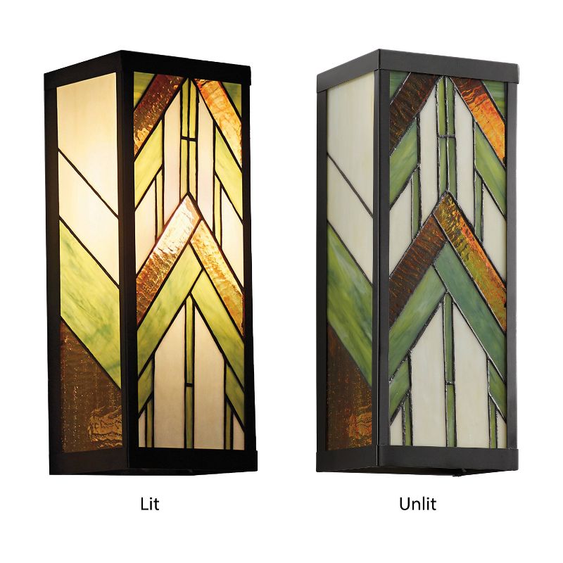 16.25&#34; Stained Glass 1-Light Rectangular Mission Style Outdoor Light Wall Sconce - River of Goods, 5 of 8