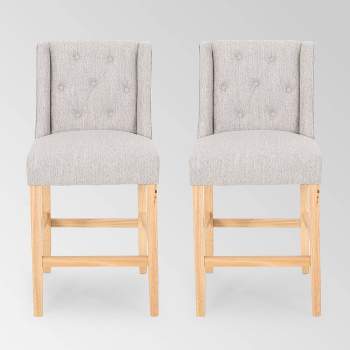 Set of 2 Landria Button Tufted Wingback Counter Height Barstools - Christopher Knight Home