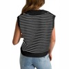 Womens Knit Top Summer V Neck Sleeveless Casual Striped Collar Neck Sweater Vest Tops - 2 of 3