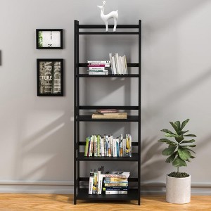 NicBex 5-Tiers Bookshelf,Bamboo Bookcase Storage Organizer Display Shelving Unit for Home Office,Living Room,Kitchen,Bathroom - 1 of 4