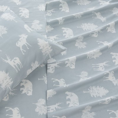 Full Light Grey Forest Animal Microfiber Sheet Set