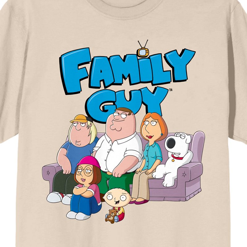 Family Guy Group Couch Art With Logo Crew Neck Short Sleeve Women's Natural T-shirt, 2 of 4