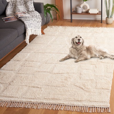 Ivory Hand-Knotted Wool 8' x 10' Area Rug