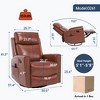 MAYEERTY Swivel Rocker Recliner Chair, Genuine Leather Heat Massage Manual for Living Room, Red - 3 of 4