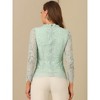 Allegra K Women's Lace Long Sleeve Keyhole Back Ruffle Neck Floral Blouse - 4 of 4